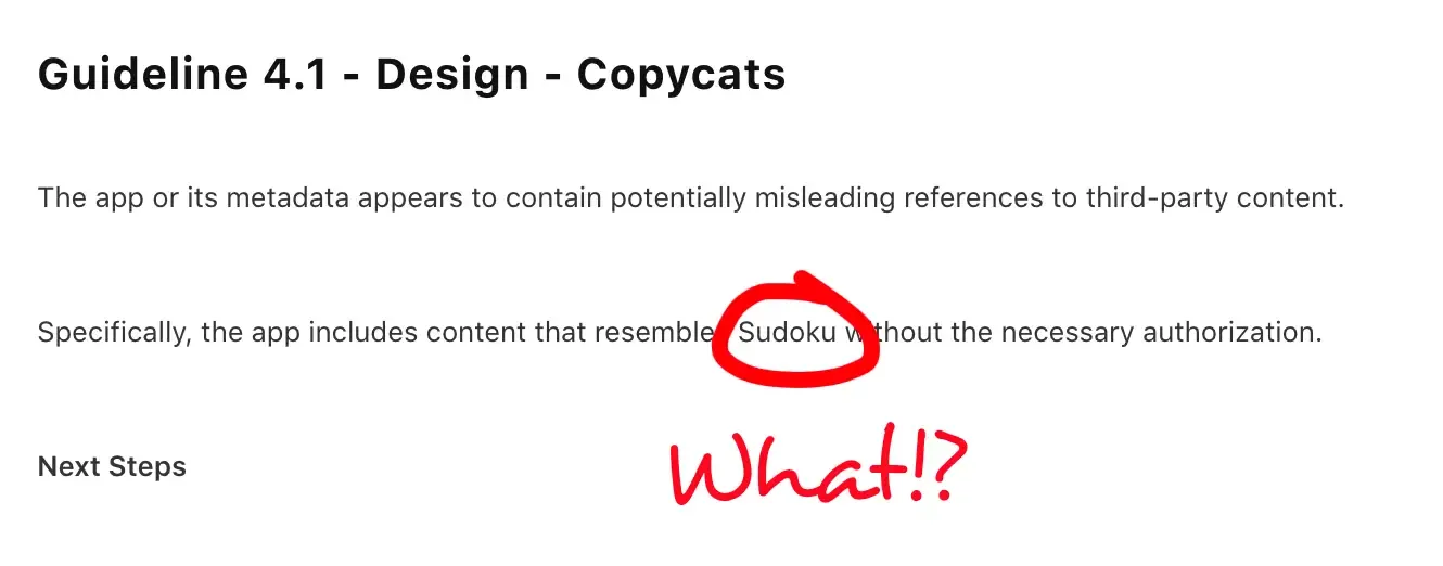 Apple App Store guideline 4.1 violation notice