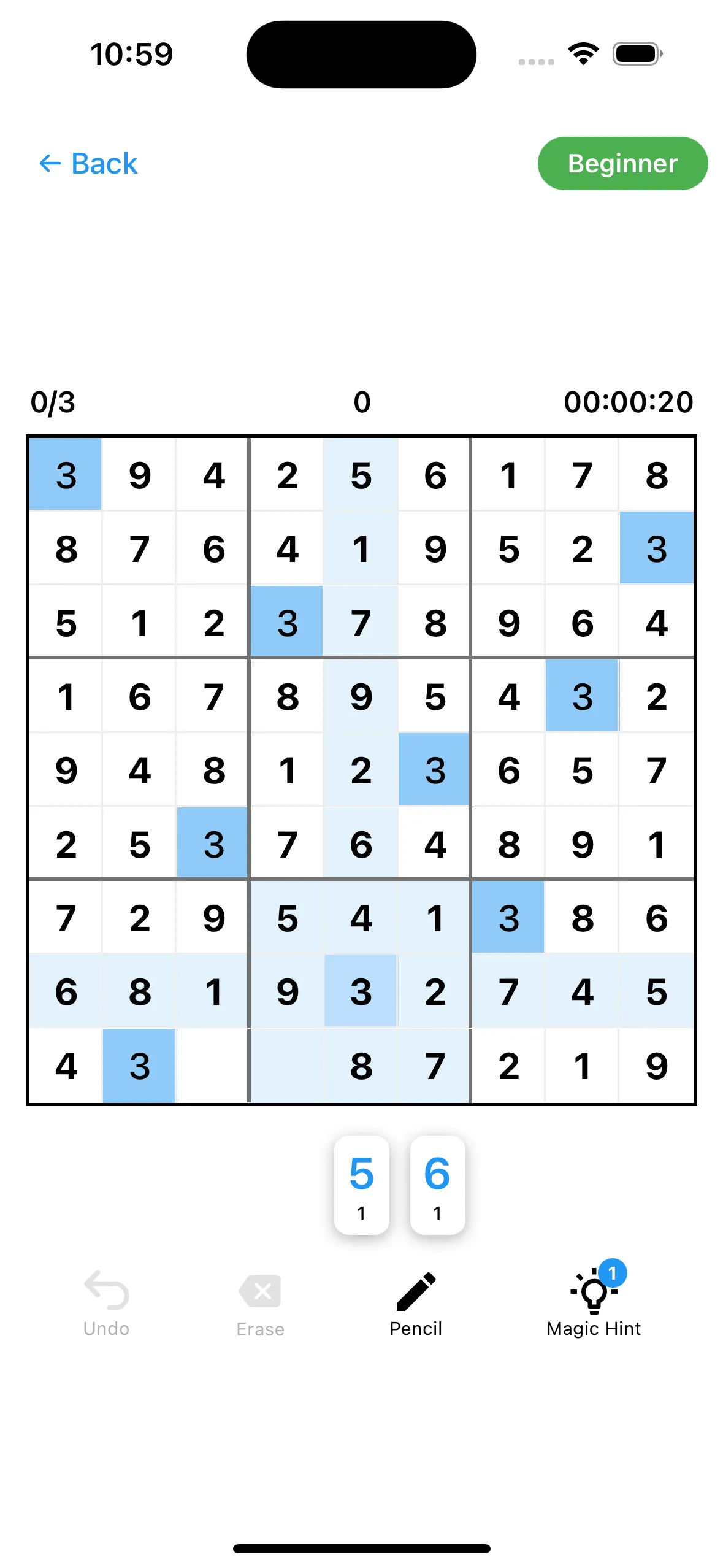Sudoku Pop old game screen